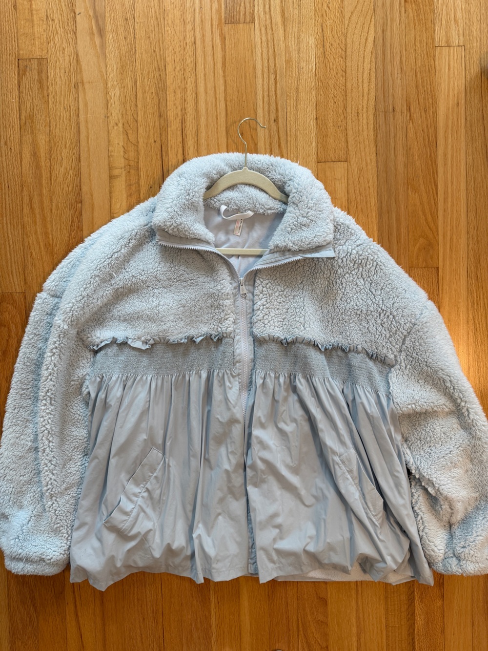 FP Movement by Free People Light Blue Teddy Sherpa Zip Jacket
